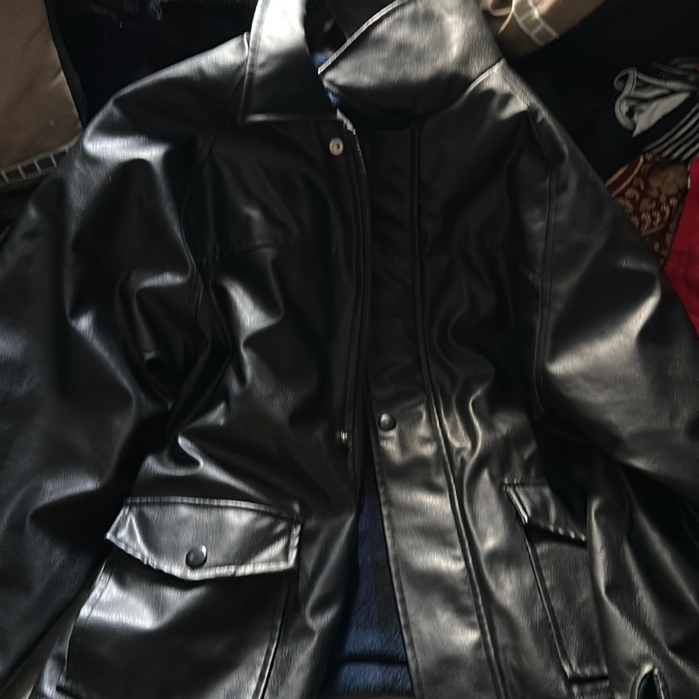 Never worn leather warm jacket